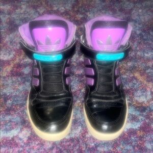 Adidas Black and Purple Sneakers with Teal Accents